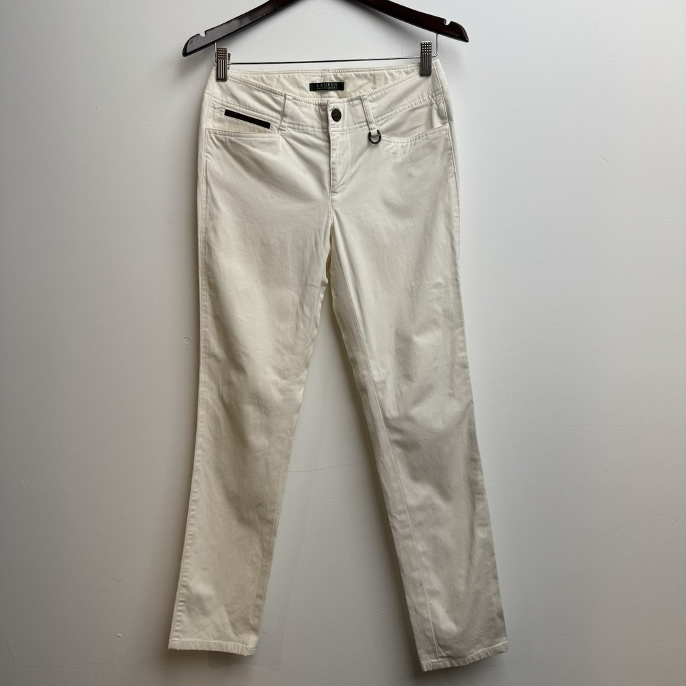 Lauren Ralph Lauren Pants Womens Adult 4 White Denim Jeans Straight Pocket 30x28